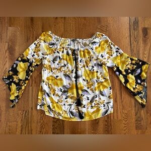 Unique Spectrum Floral Popover Top Tassles Bell Sleeves Peasant Boho XL